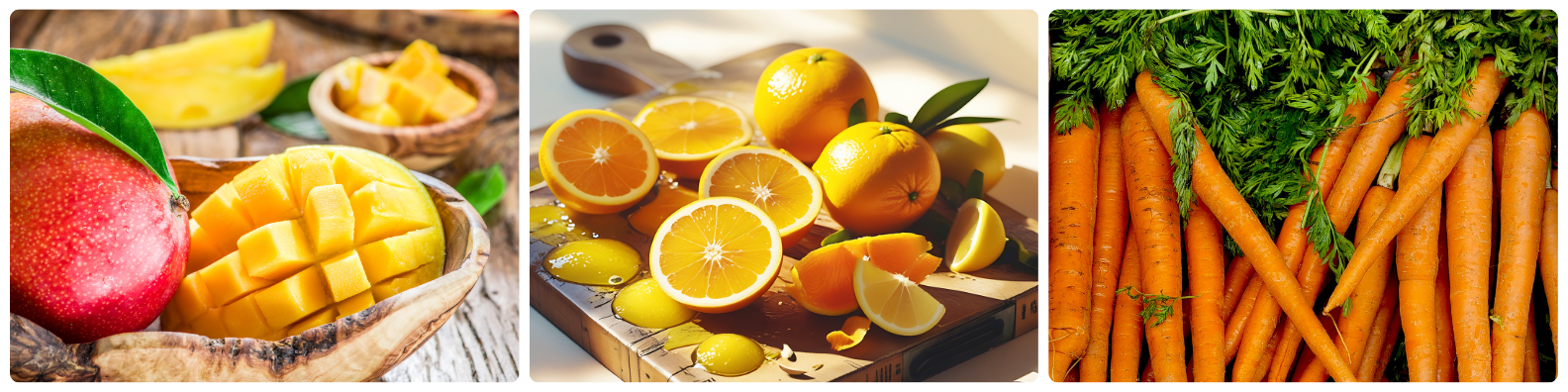 A selection of yellow and orange fruits and vegetables A selection of yellow and orange fruits and vegetables