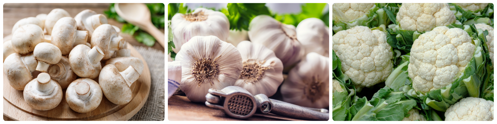A selection of white vegetables A selection of white vegetables