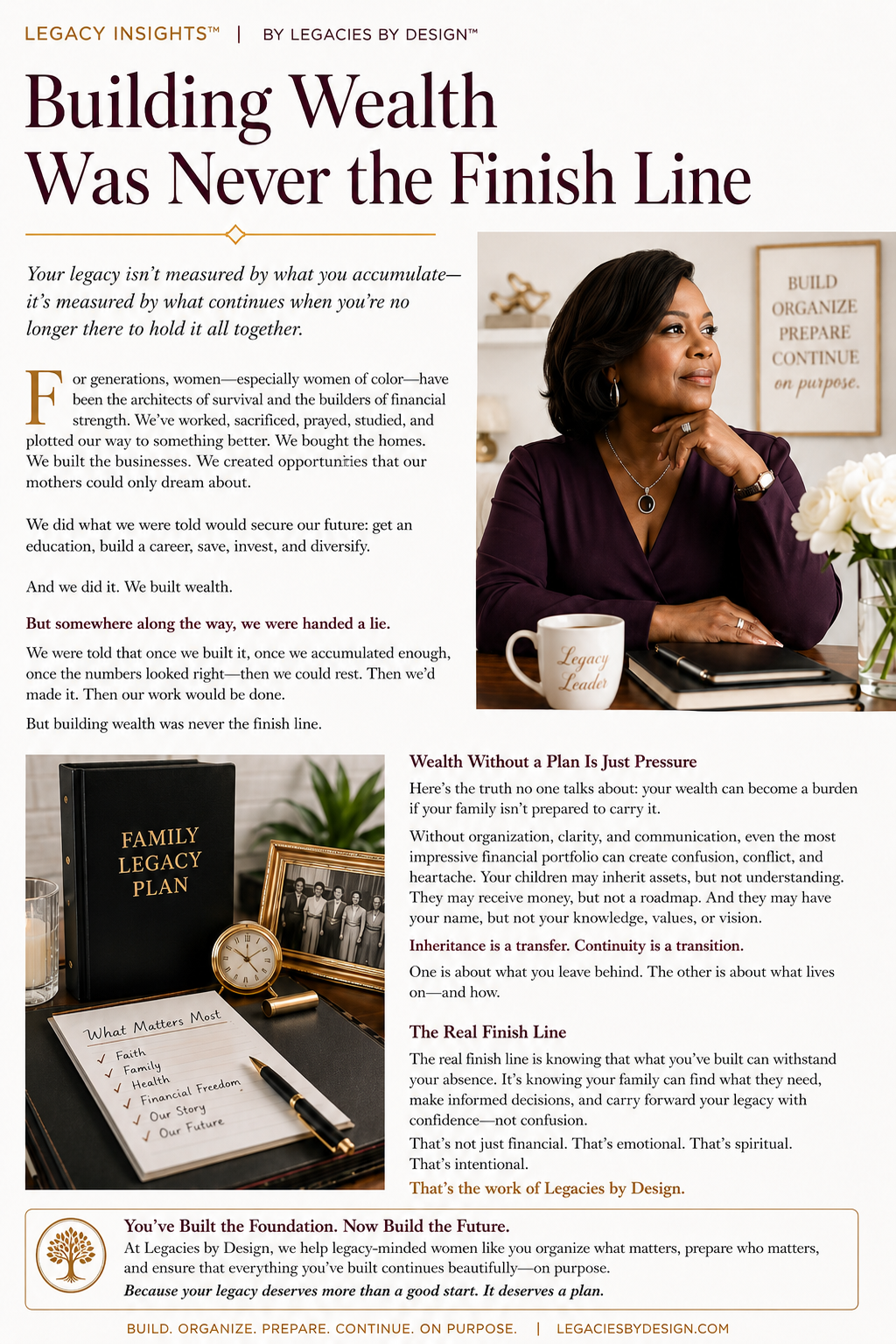 Building wealth is the foundation. Discover why preparing your family to continue it is the true legacy finish line.