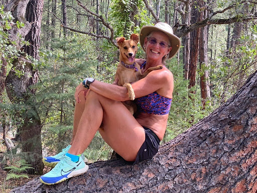 Kimberley with Luna in the forest
