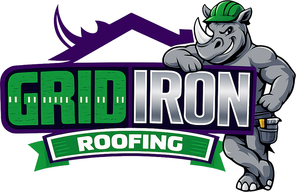 GridIron Roofing — rhino mascot logo