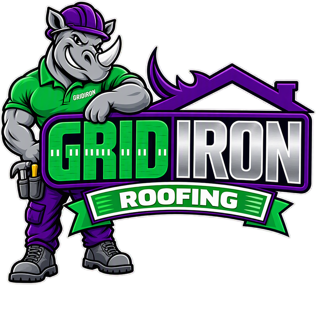 GridIron Roofing — rhino mascot logo