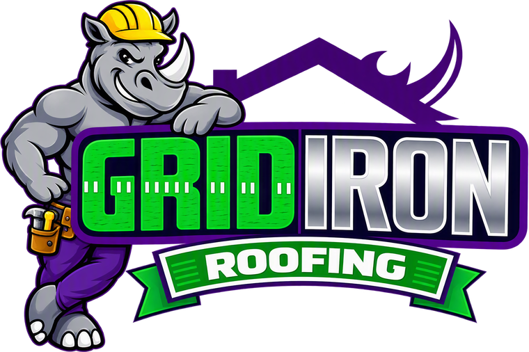 GridIron Roofing — rhino mascot logo
