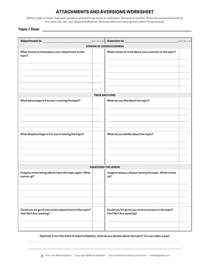 The Attachments and Aversions Worksheet Pad.