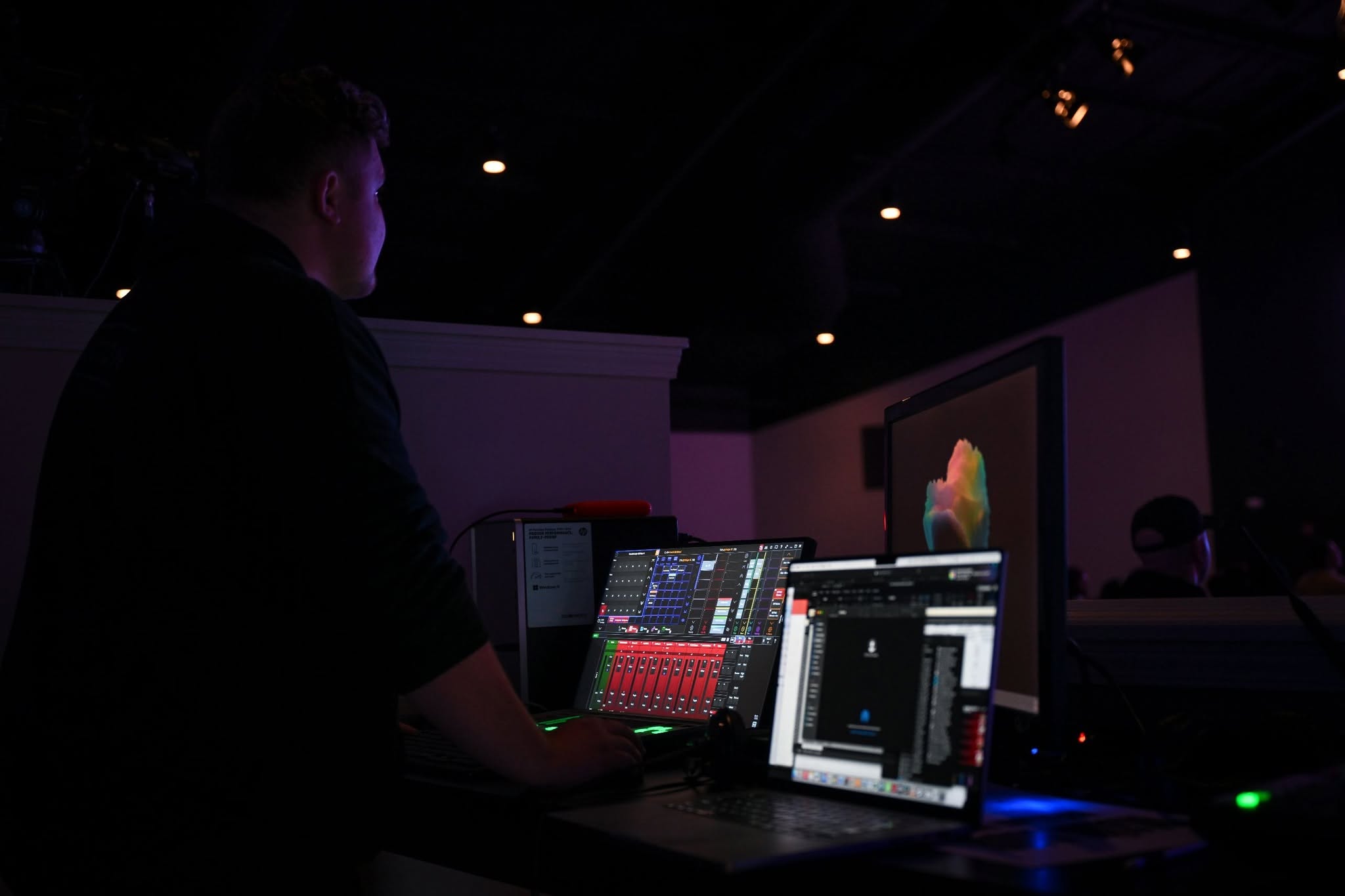 Church creatives collaborating around a professional camera