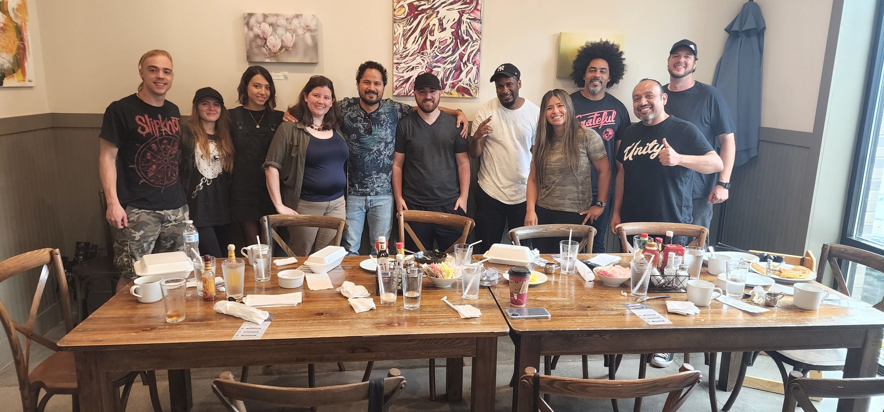 Church creatives gathered around a Monday breakfast table