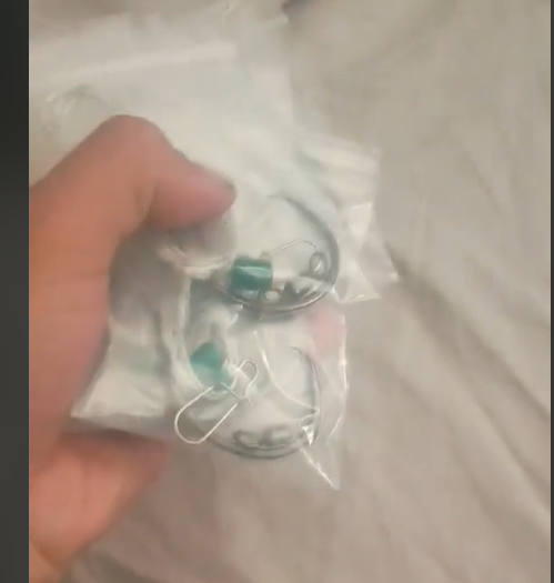 Basic hook-and-line rigs with green beads in clear individual bags