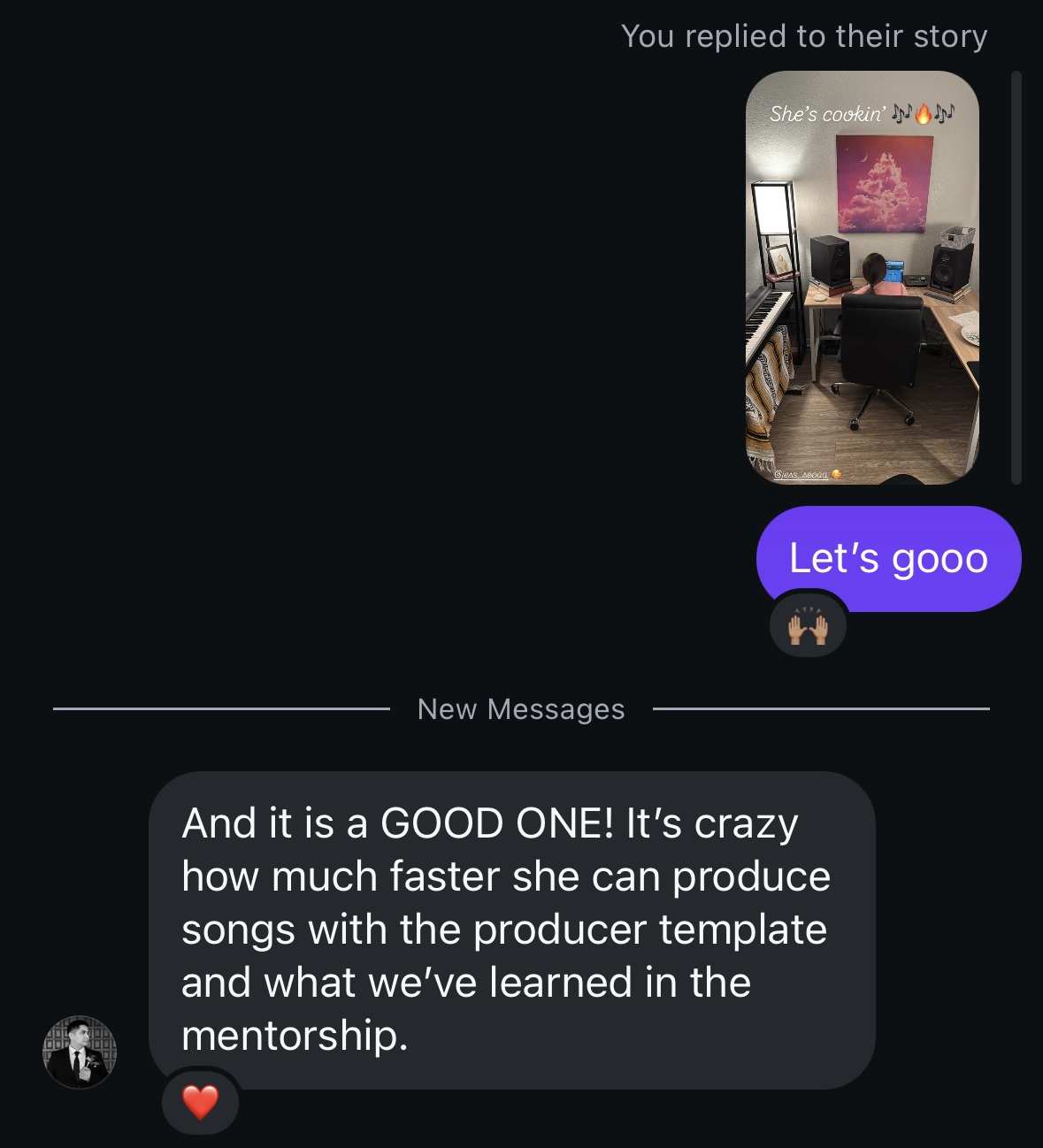Student DM — testimonial