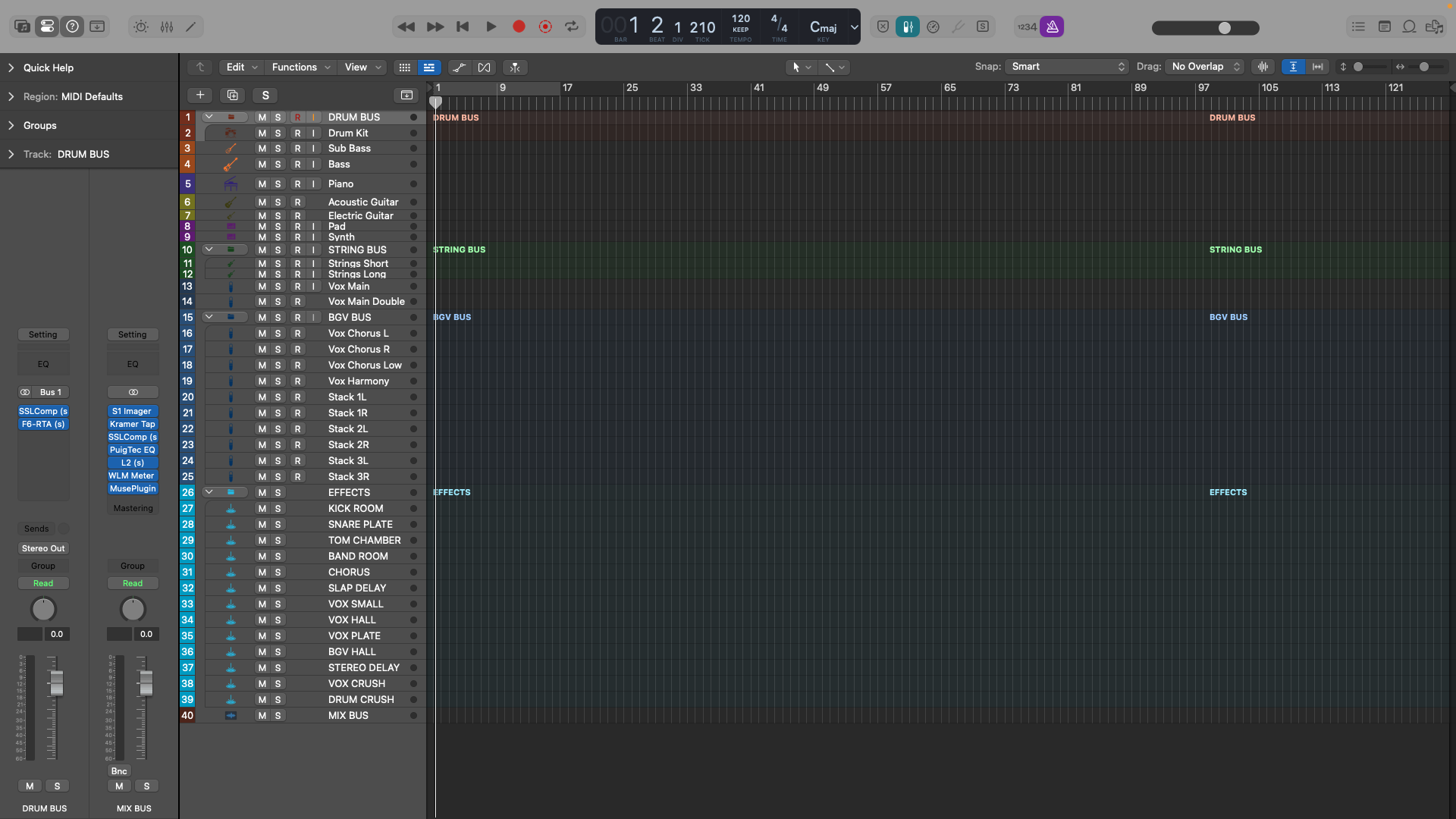 Logan Hill's Producer Template inside Logic Pro