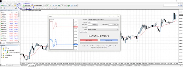 Terminal window showing trade/account history