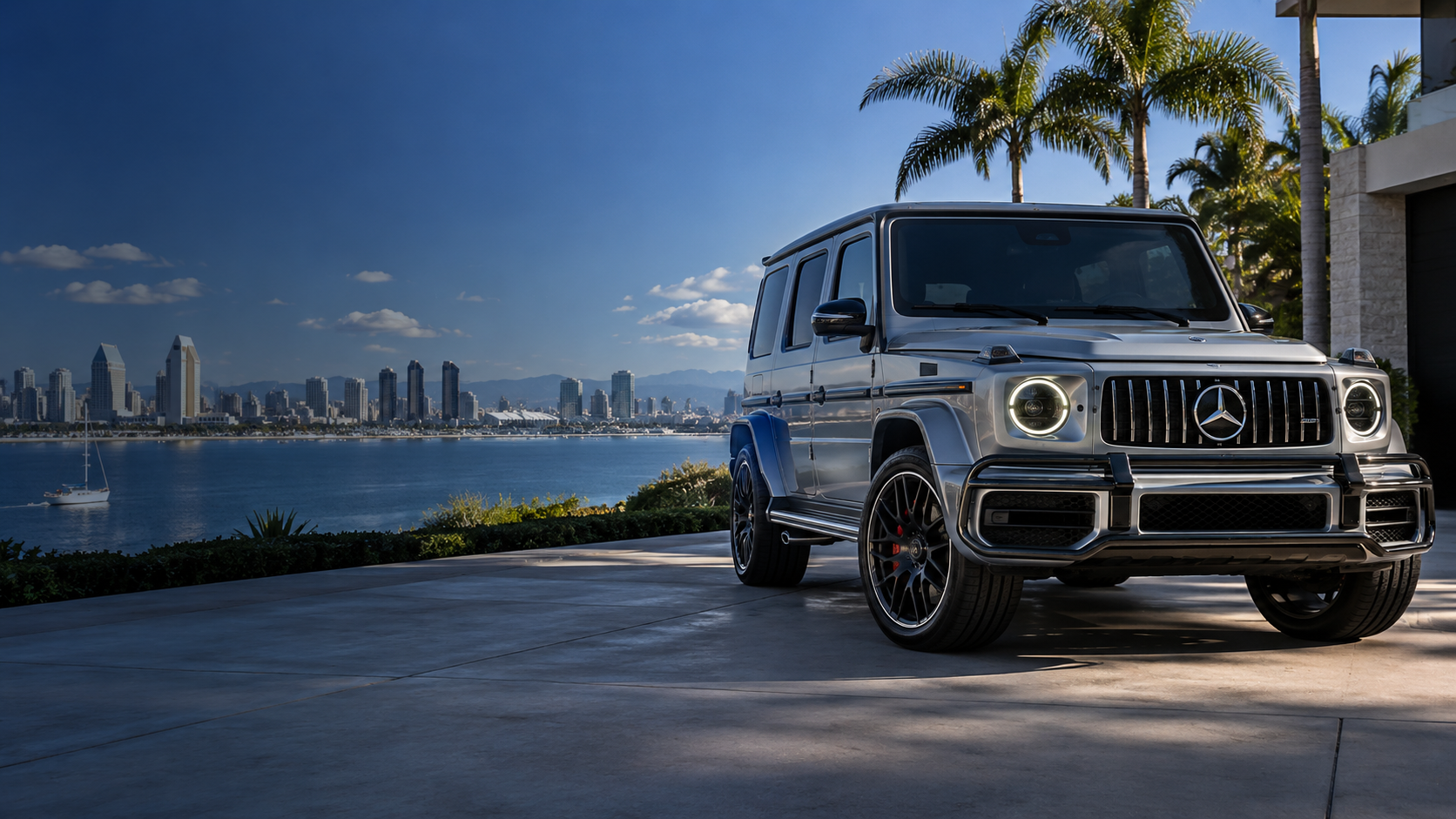Luxury automotive scene in San Diego