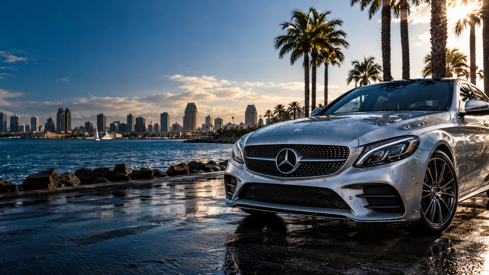 Luxury automotive scene in San Diego