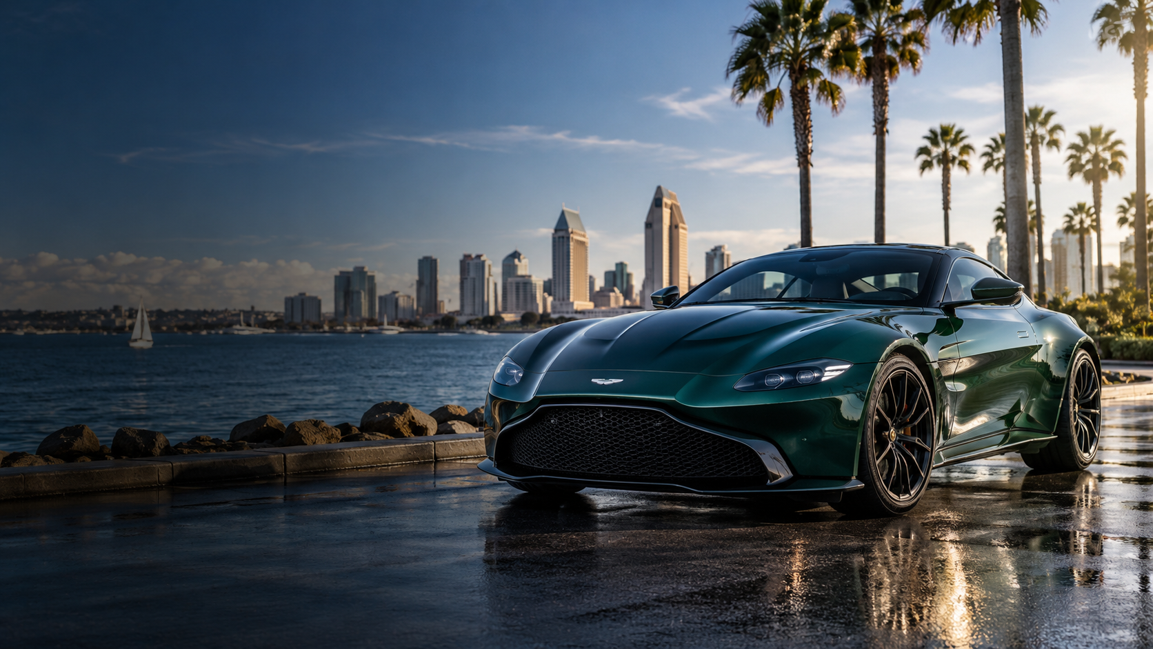 Luxury automotive scene in San Diego