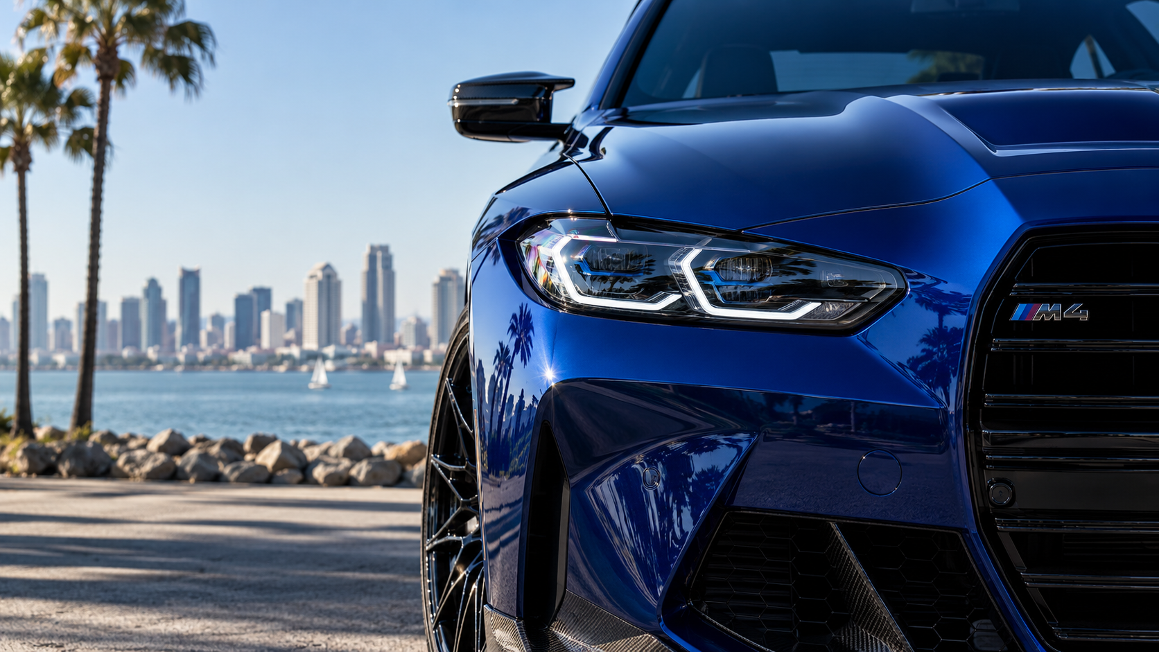 Luxury automotive scene in San Diego