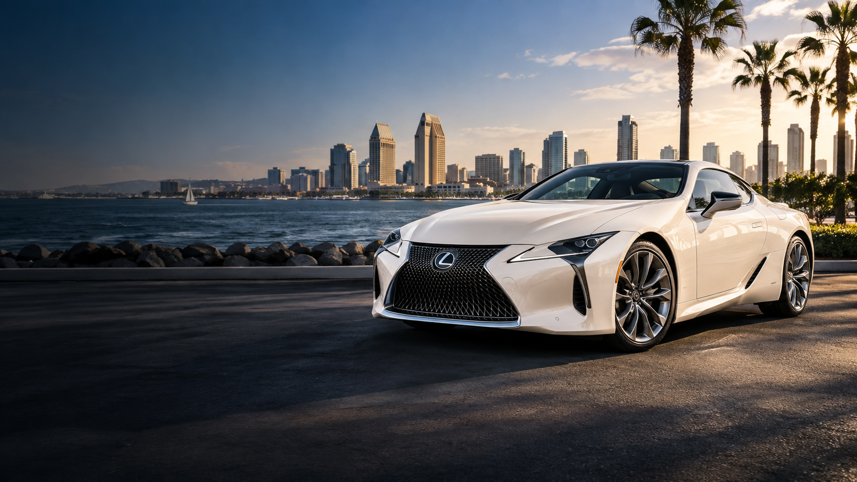 Luxury automotive scene in San Diego