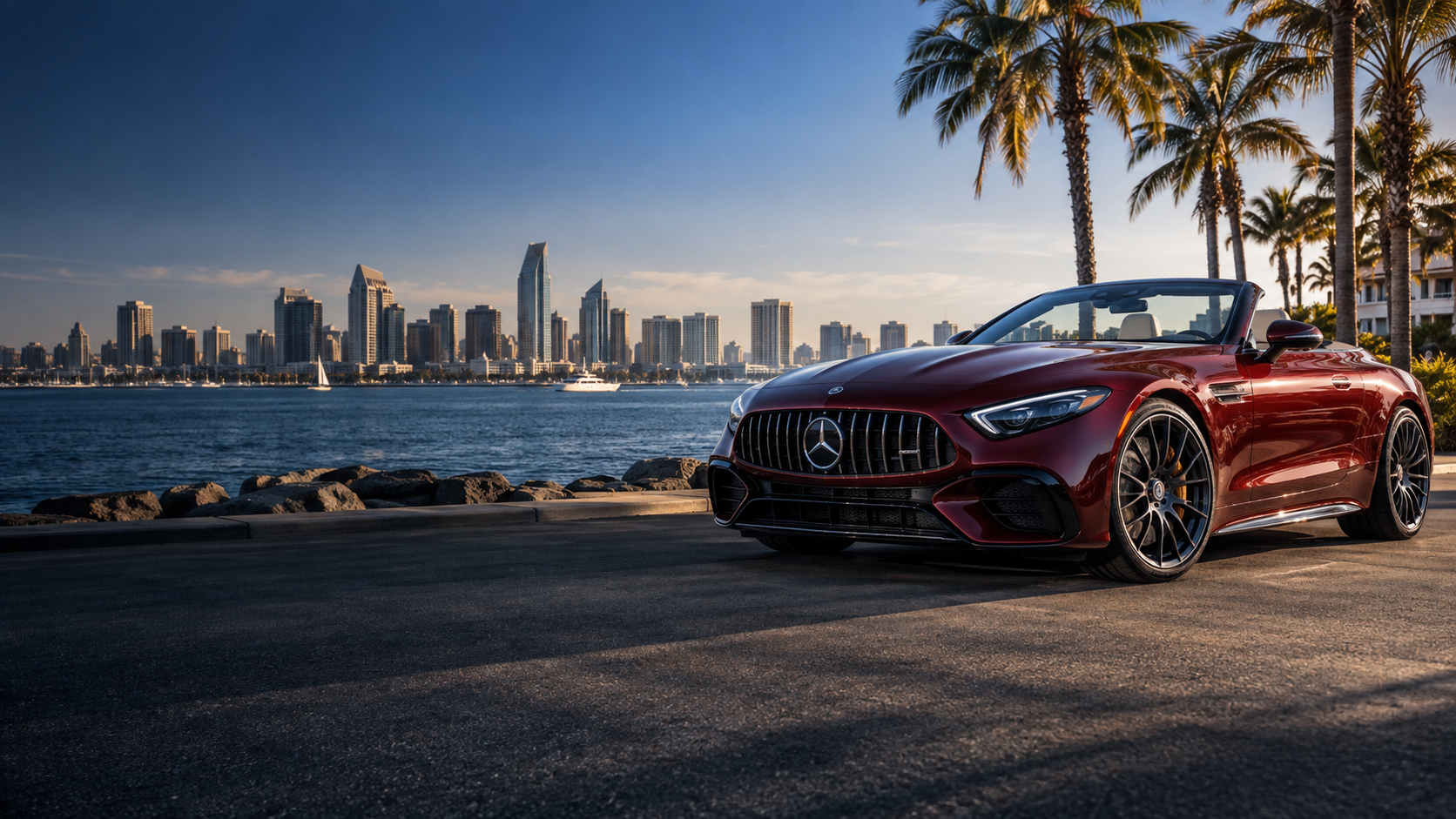 Luxury automotive scene in San Diego