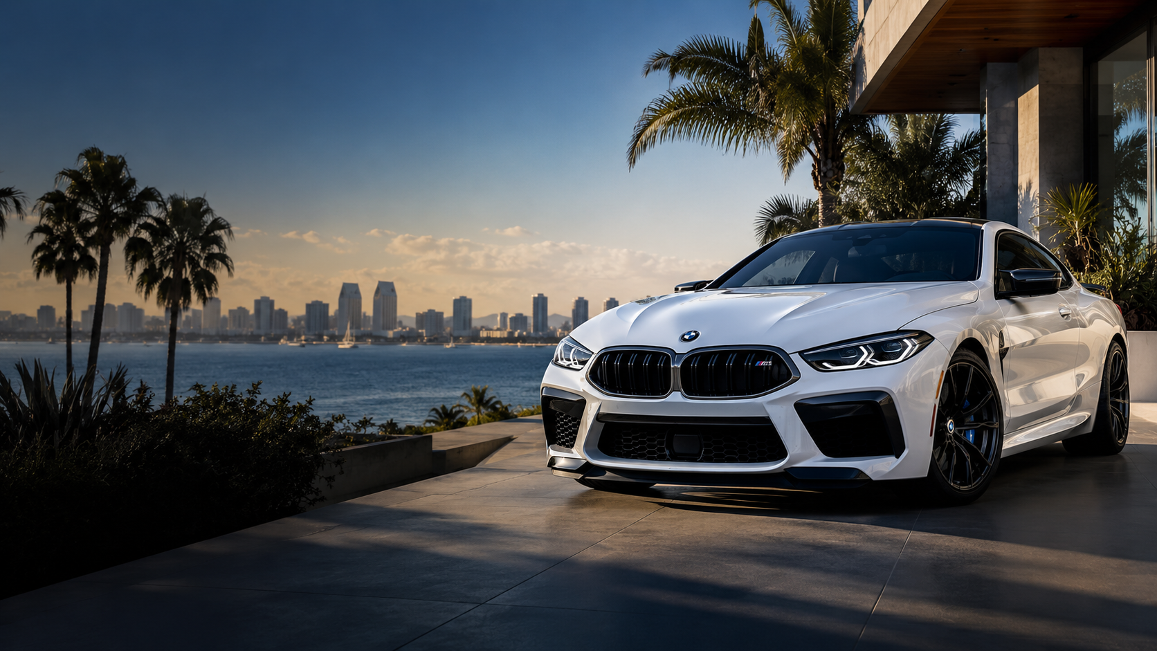 Luxury automotive scene in San Diego