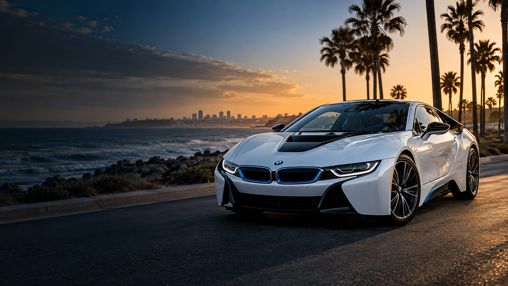 Luxury automotive scene in San Diego