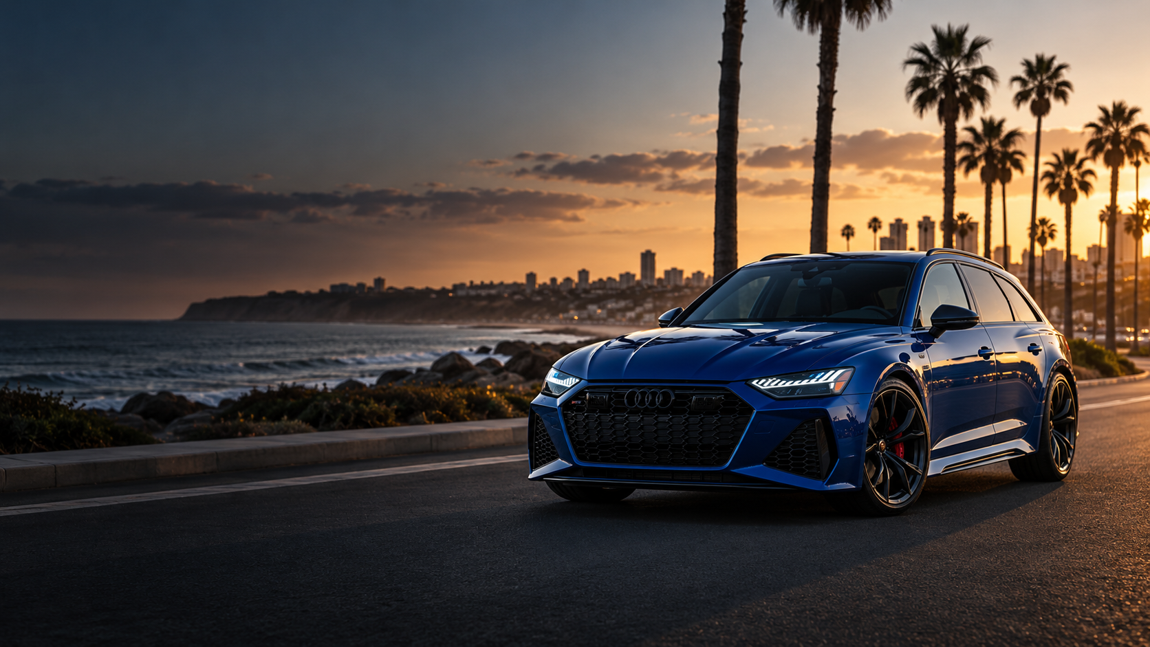 Luxury automotive scene in San Diego