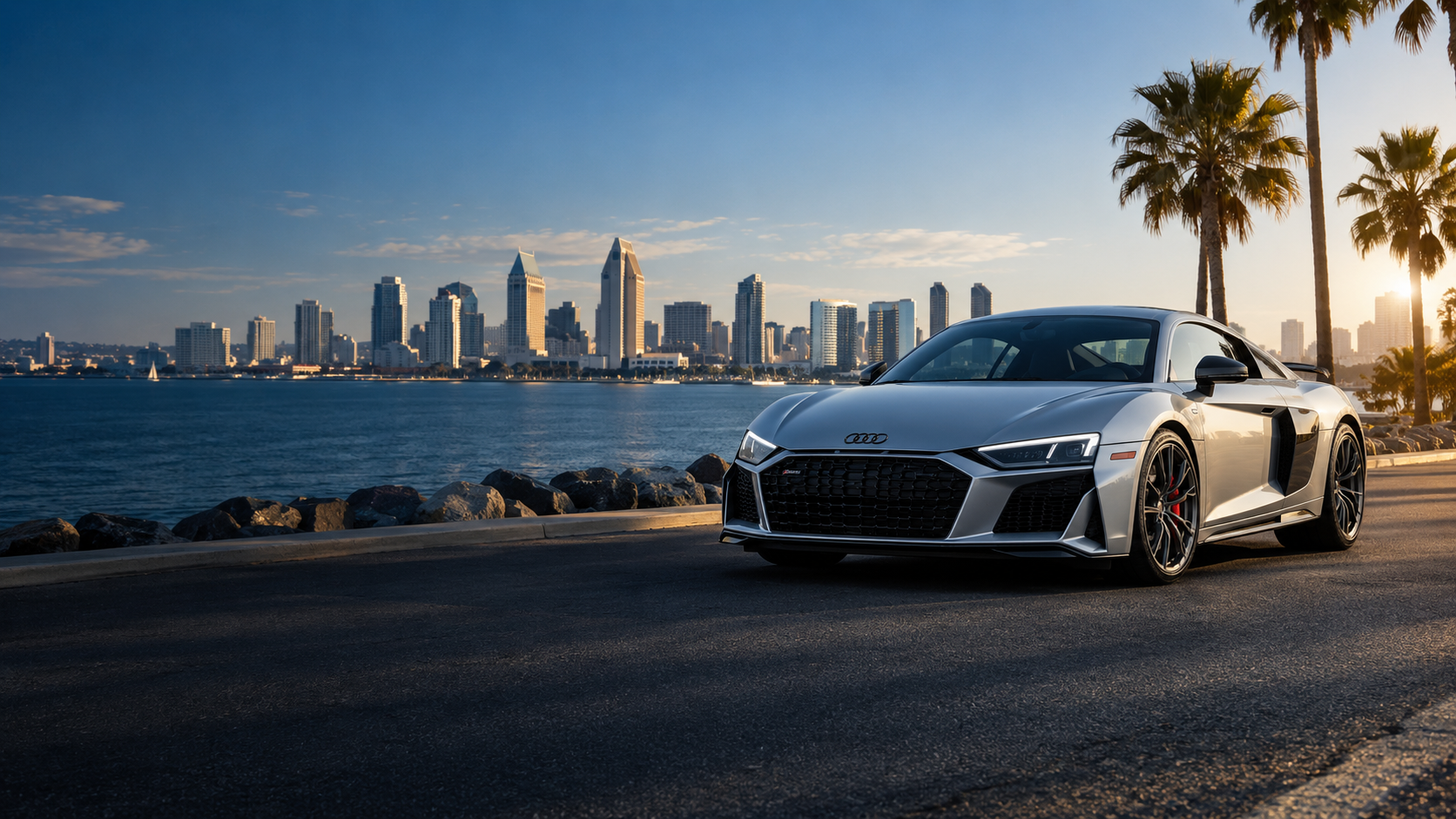 Luxury automotive scene in San Diego