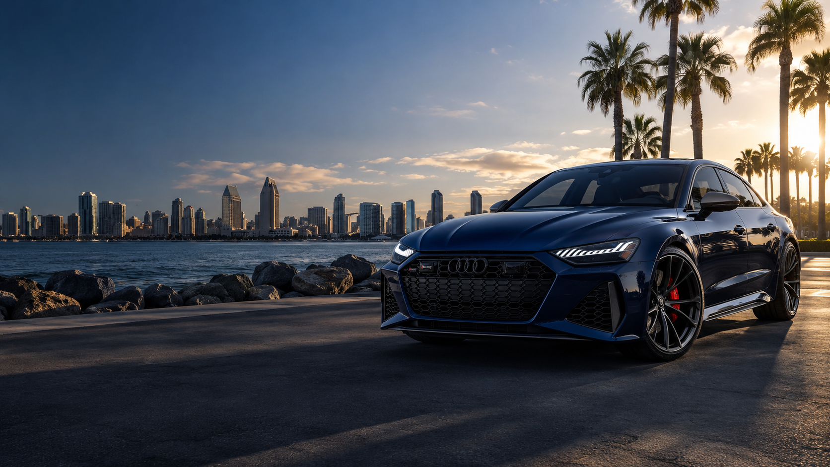 Luxury automotive scene in San Diego