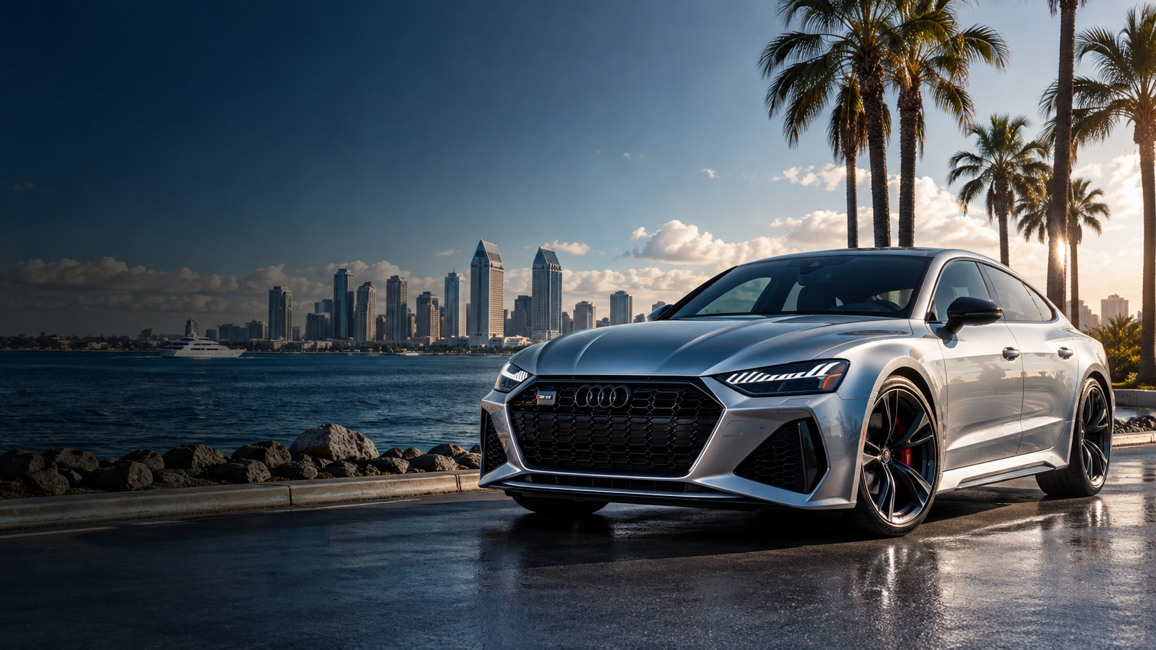 Luxury automotive scene in San Diego