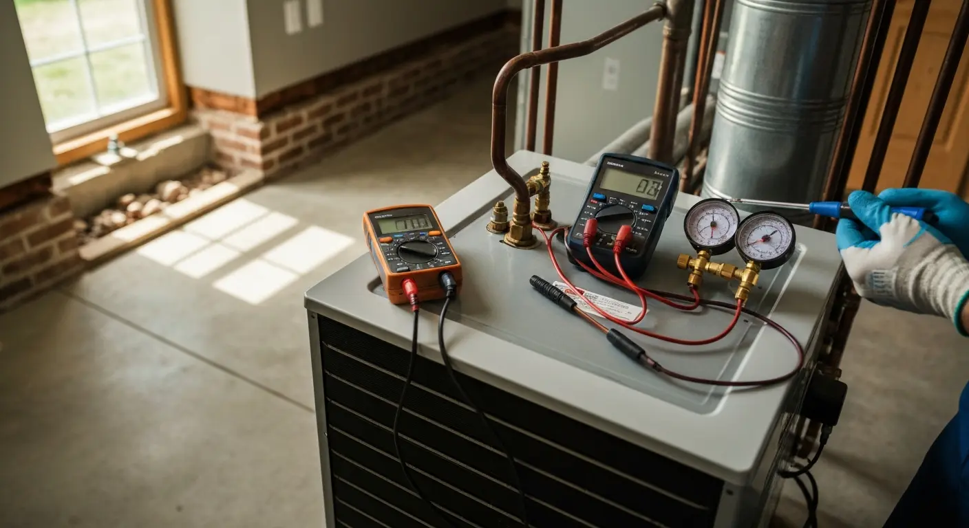 HVAC technician performing maintenance