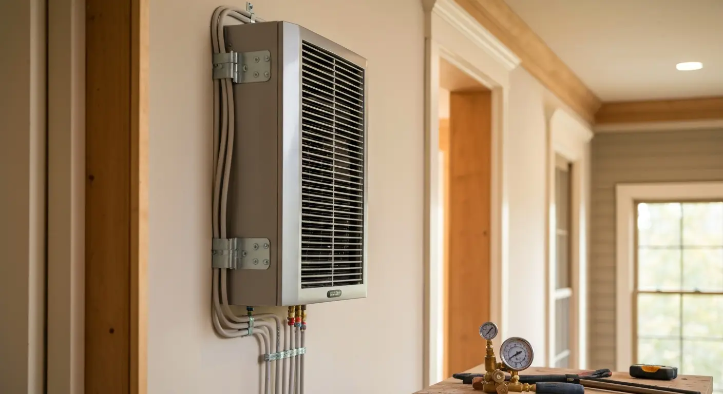 Mini-split system mounted on wall