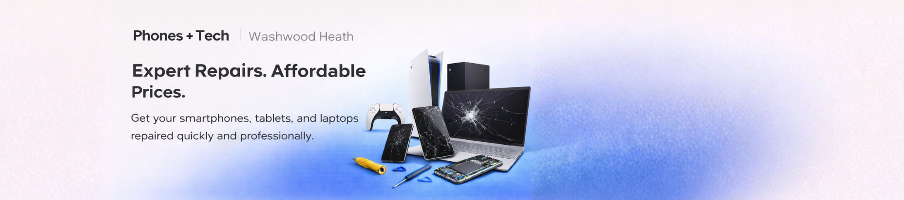 Phones + Tech repairs hero banner