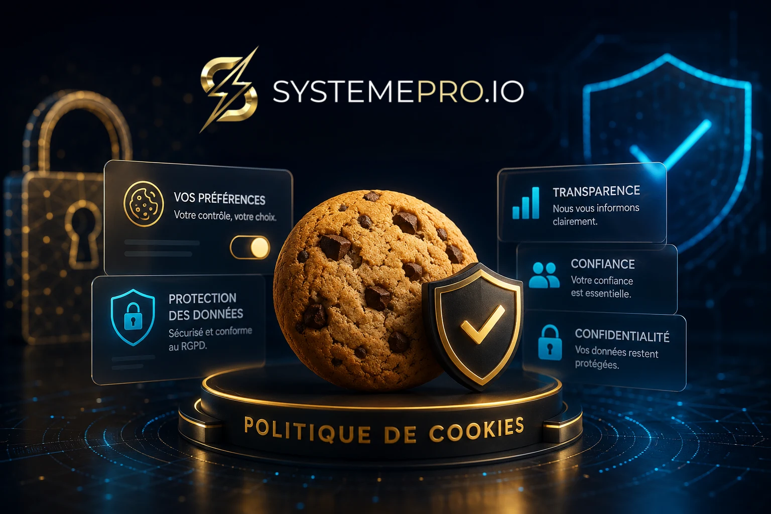 Politique de cookies SystemePro.io, protection des données, transparence et gestion des préférences