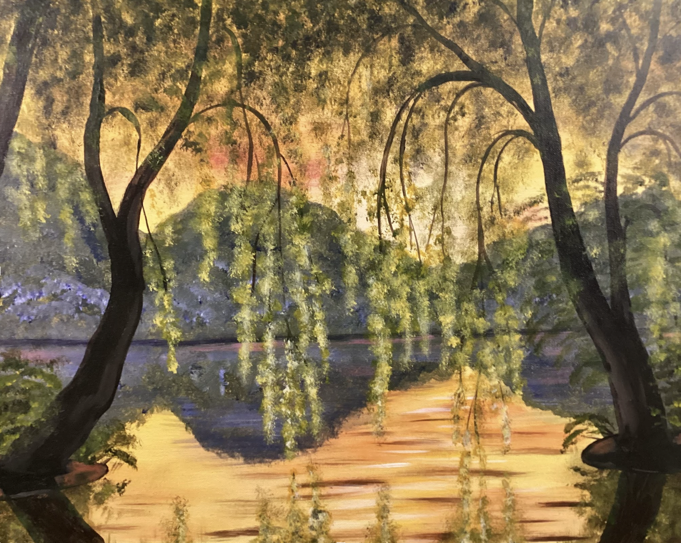 Willow Sunset painting