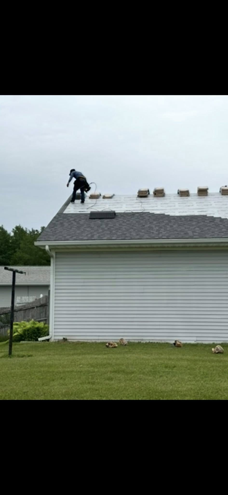 Roofing job in progress