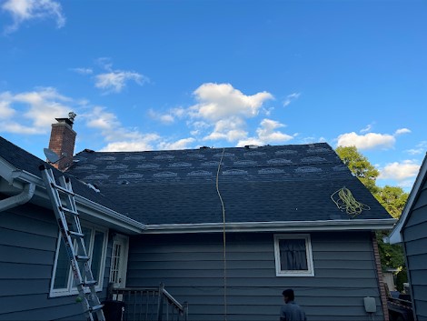Roof repair in progress