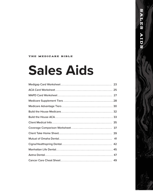 The Medicare Bible: Sales aids