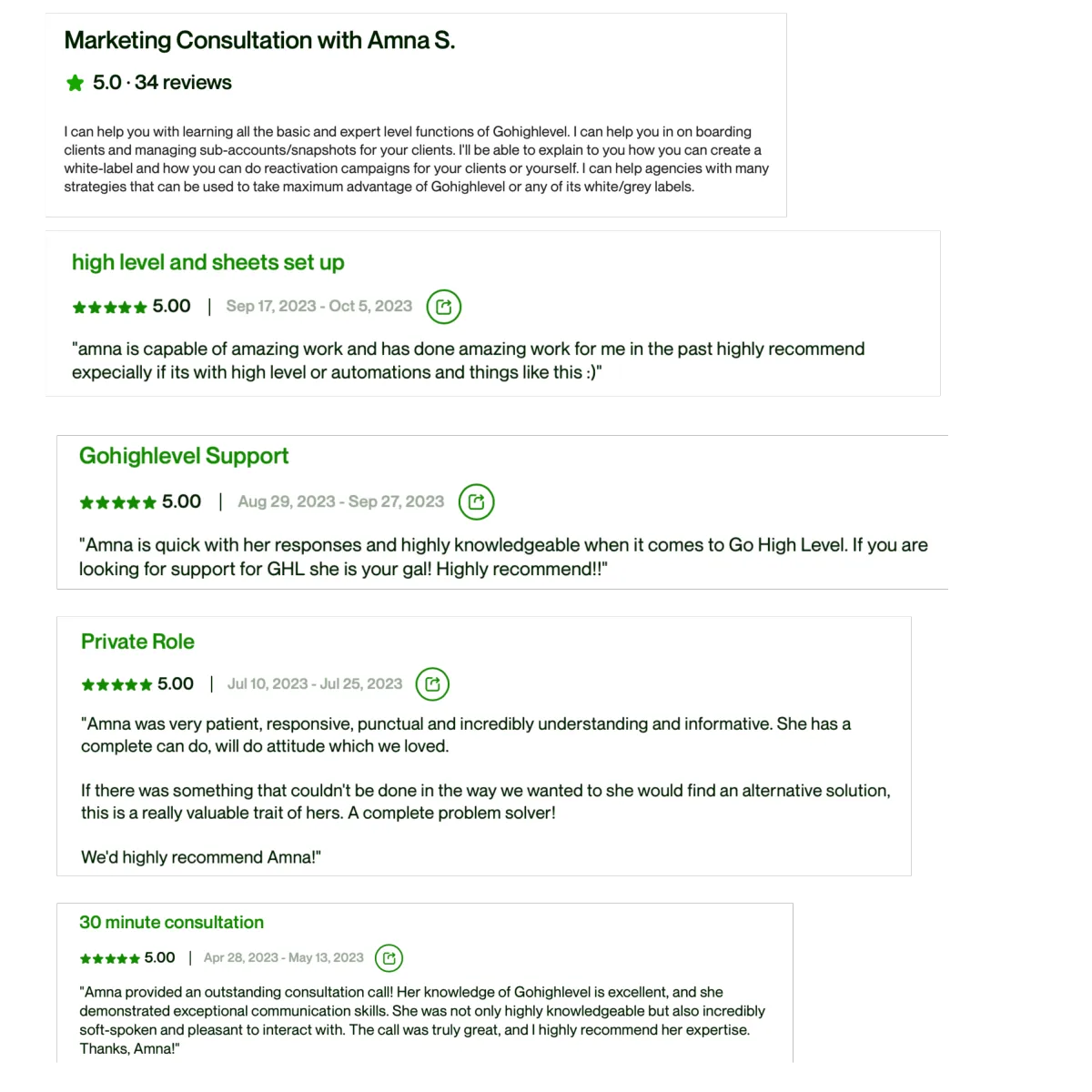 Upwork client reviews