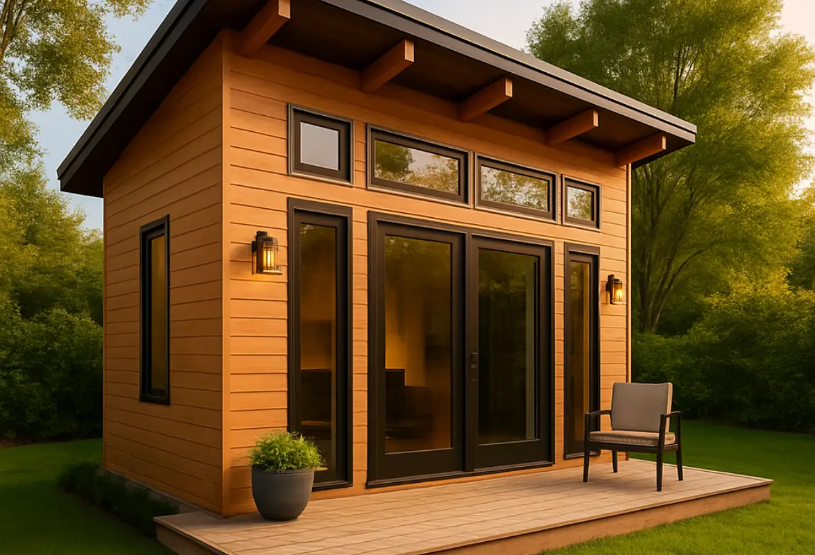 Modern Studio ADU backyard guest house rendering Magnolia 240 model