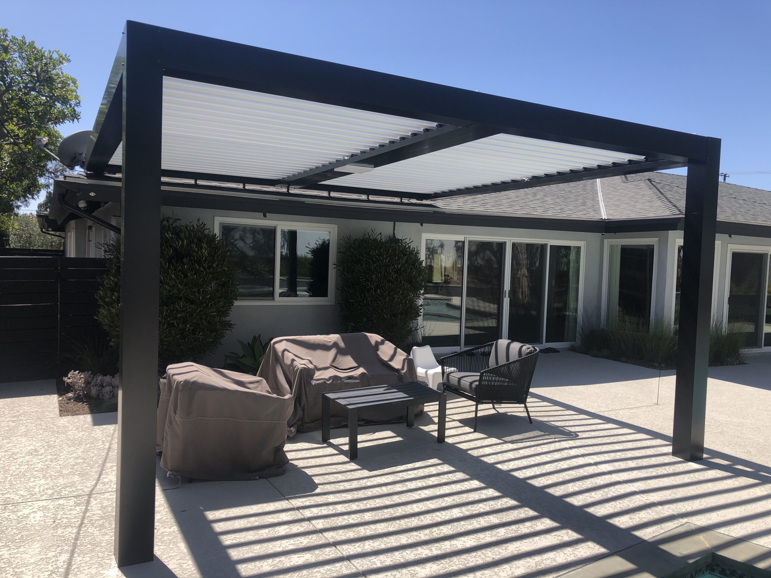 Velaro adjustable-louver pergola install — Mr. Patio Cover, Southern California