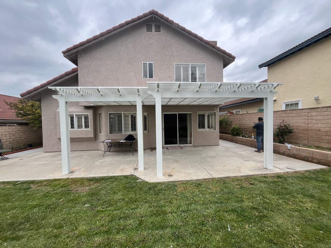 Open-lattice aluminum patio cover install — Mr. Patio Cover, Southern California