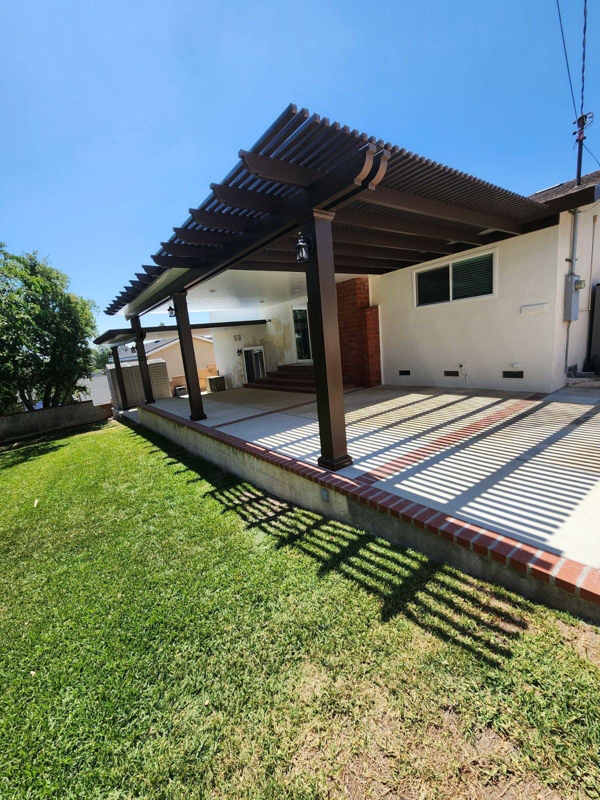 Open-lattice aluminum patio cover install — Mr. Patio Cover, Southern California