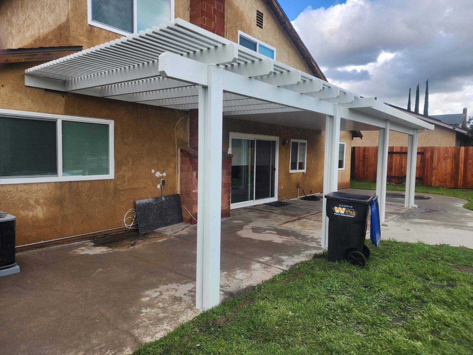 Open-lattice aluminum patio cover install — Mr. Patio Cover, Southern California