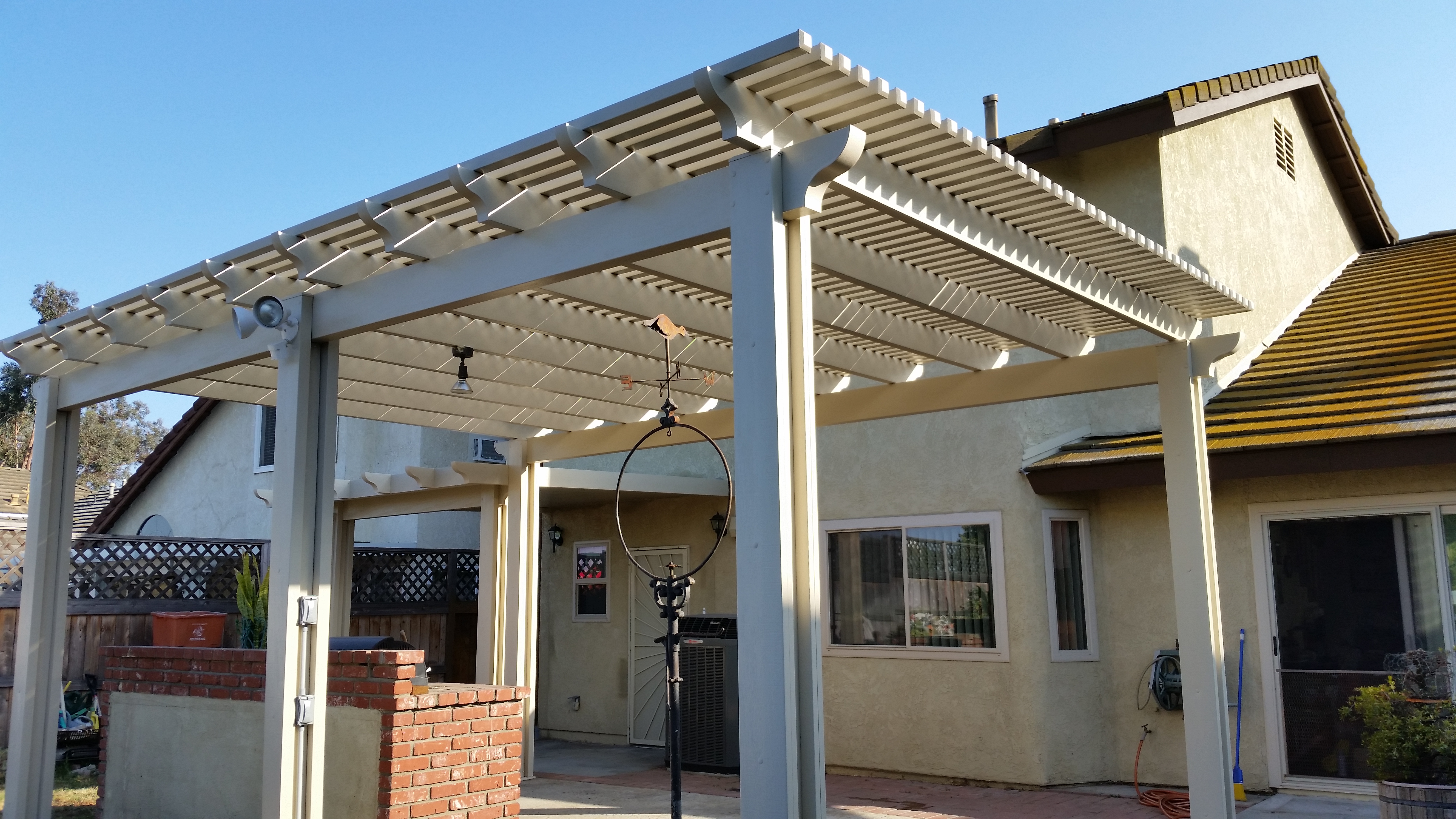 Open-lattice aluminum patio cover install — Mr. Patio Cover, Southern California