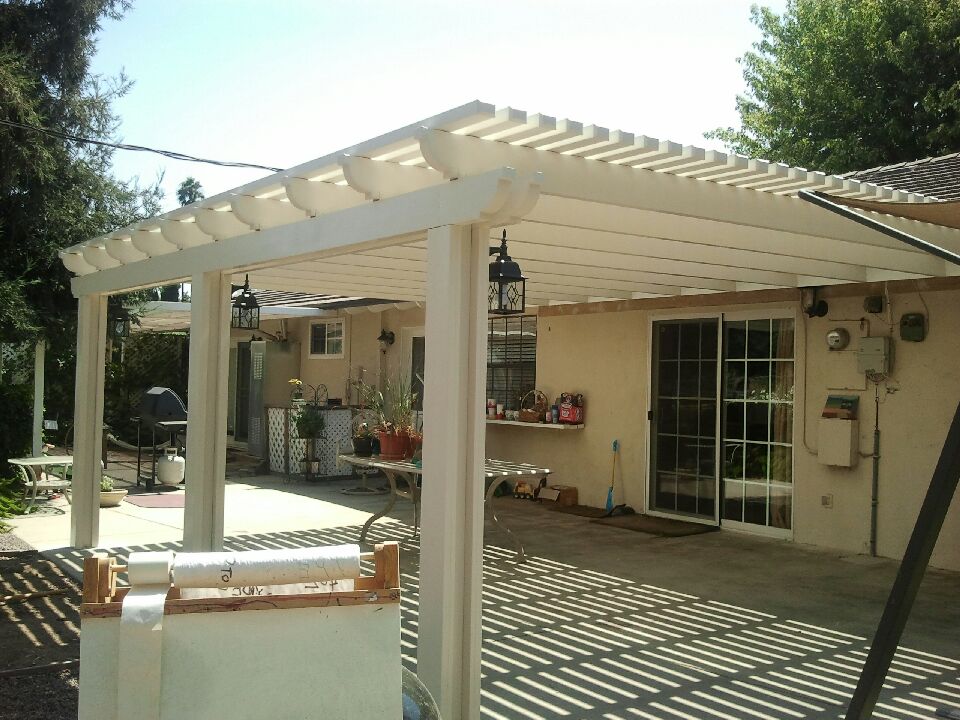 Open-lattice aluminum patio cover install — Mr. Patio Cover, Southern California