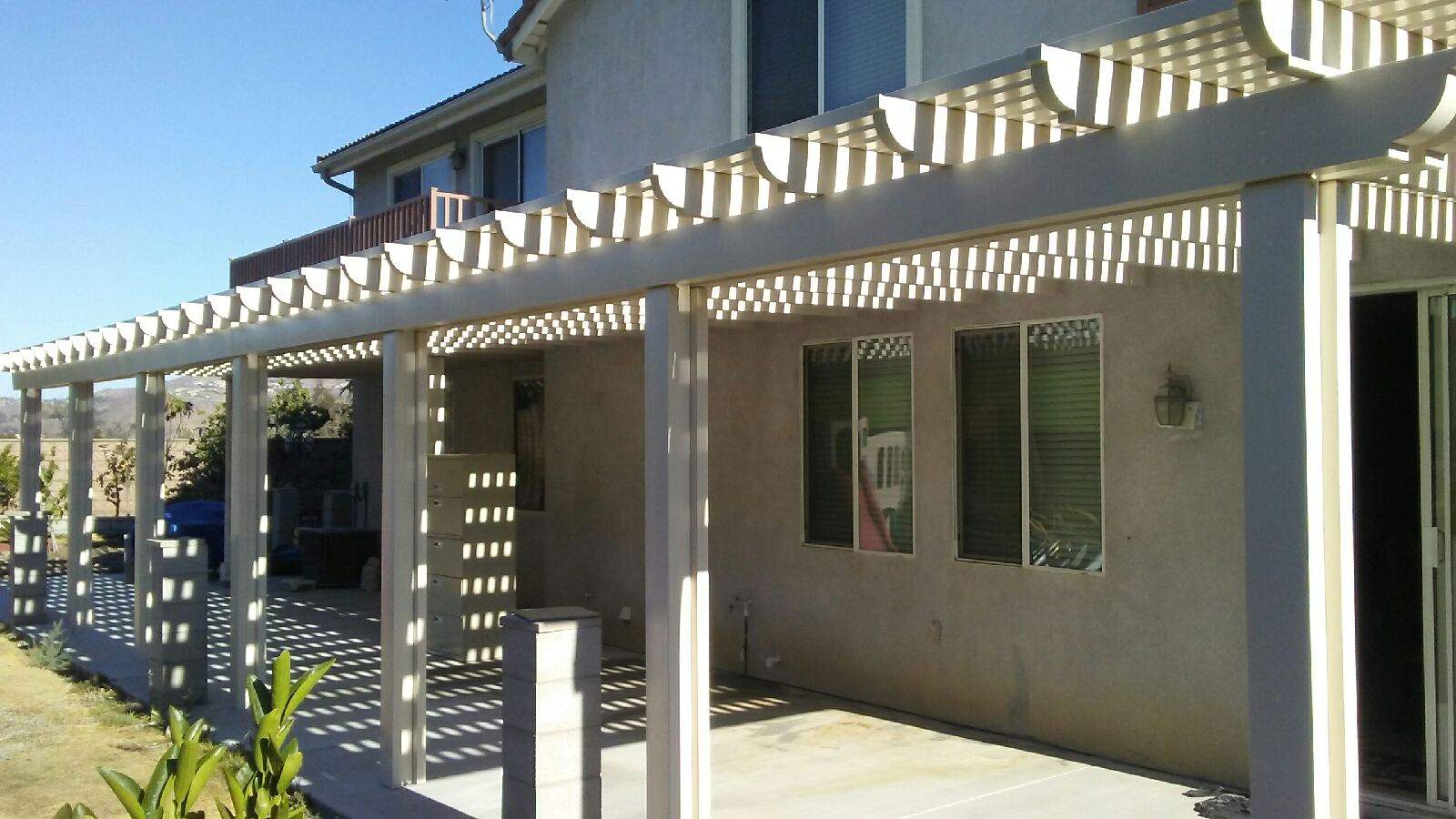 Open-lattice aluminum patio cover install — Mr. Patio Cover, Southern California