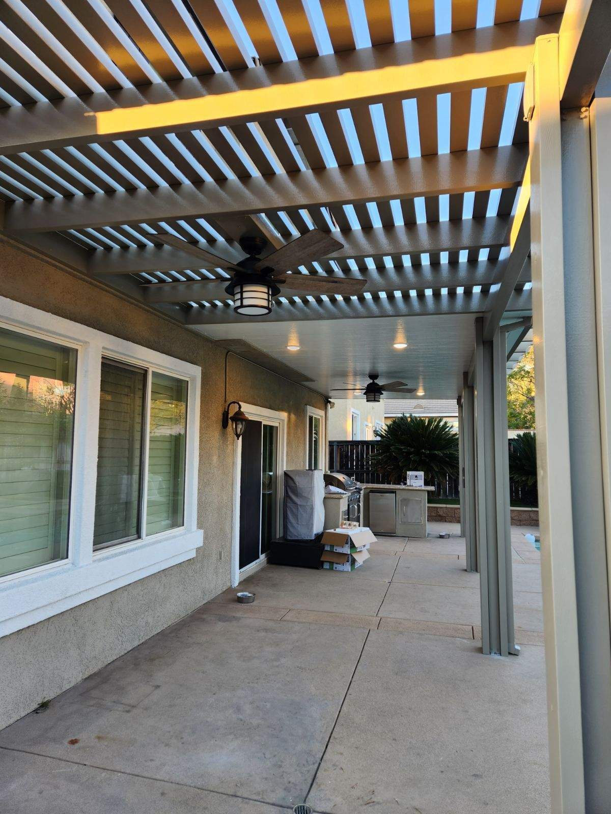 Open-lattice aluminum patio cover install — Mr. Patio Cover, Southern California