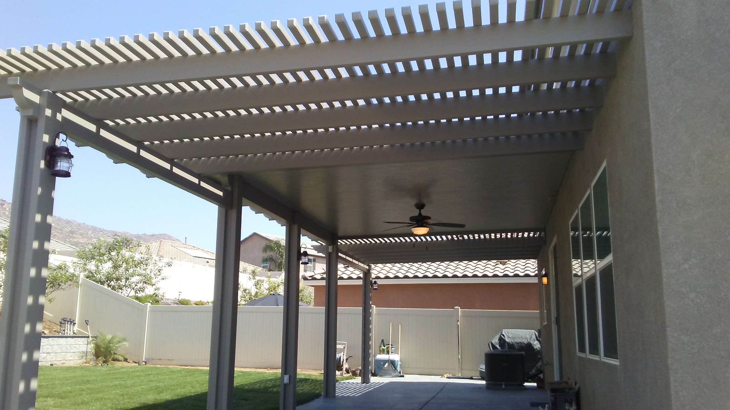 Open-lattice aluminum patio cover install — Mr. Patio Cover, Southern California