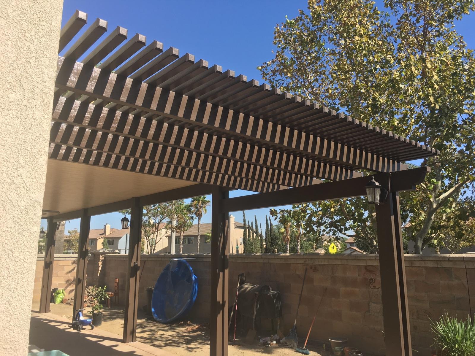 Open-lattice aluminum patio cover install — Mr. Patio Cover, Southern California