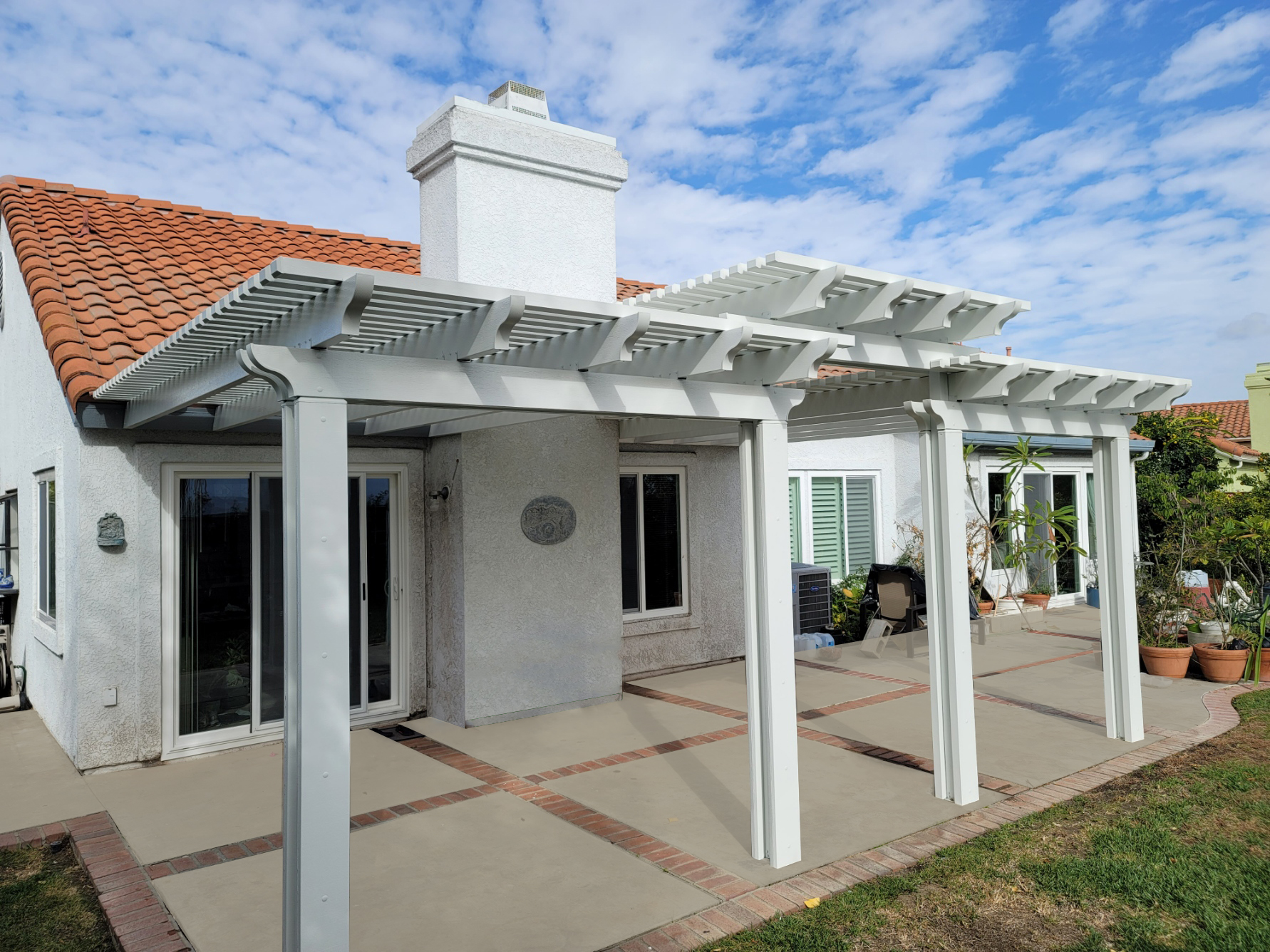 Open-lattice aluminum patio cover install — Mr. Patio Cover, Southern California