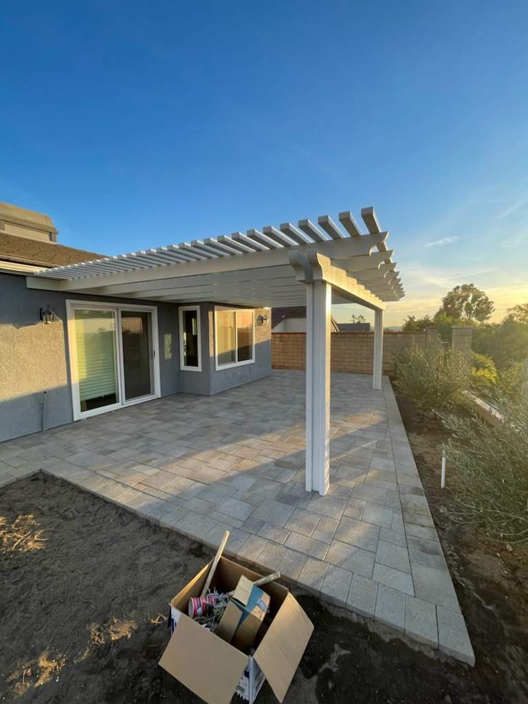 Open-lattice aluminum patio cover install — Mr. Patio Cover, Southern California