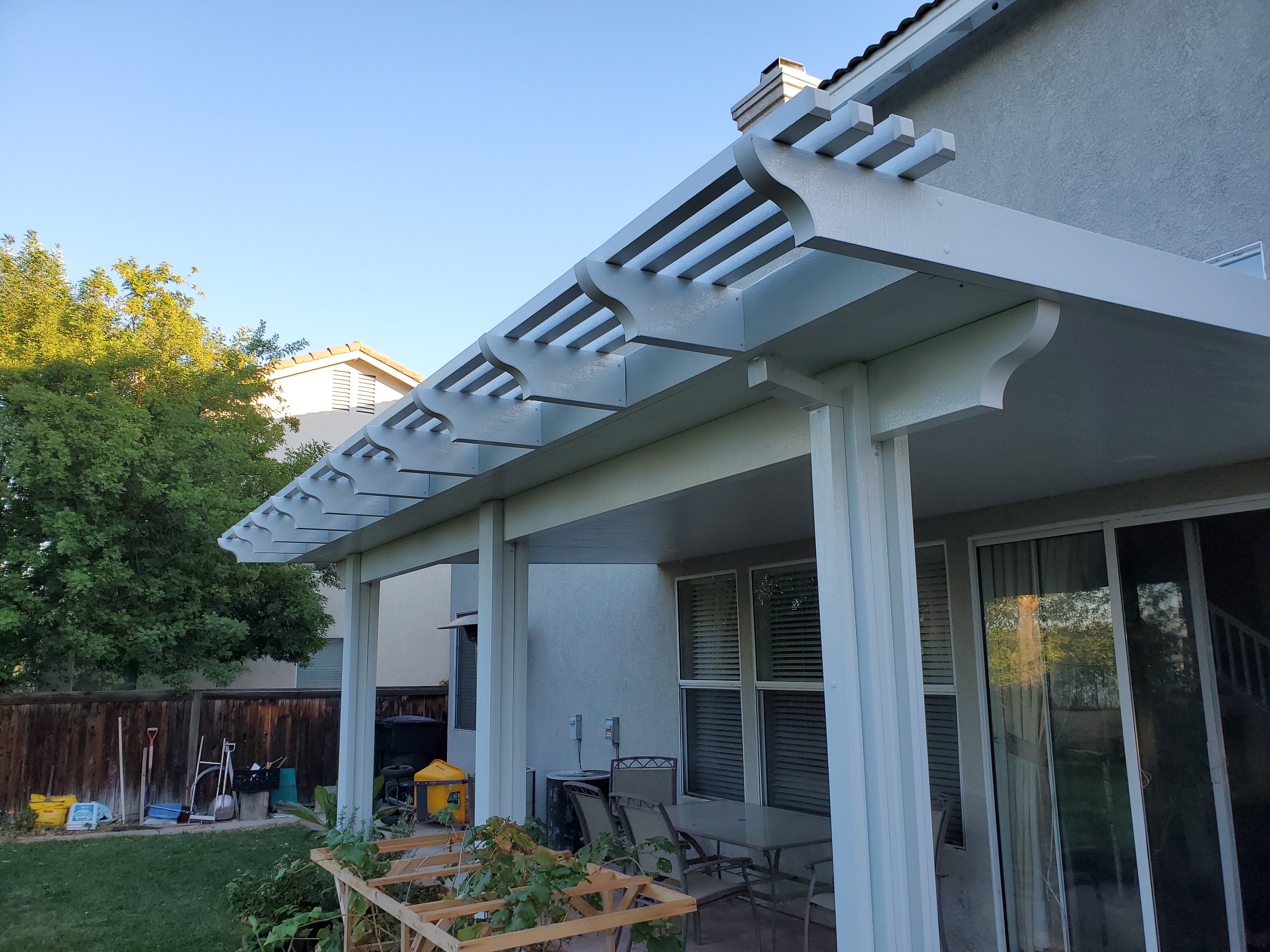 Open-lattice aluminum patio cover install — Mr. Patio Cover, Southern California