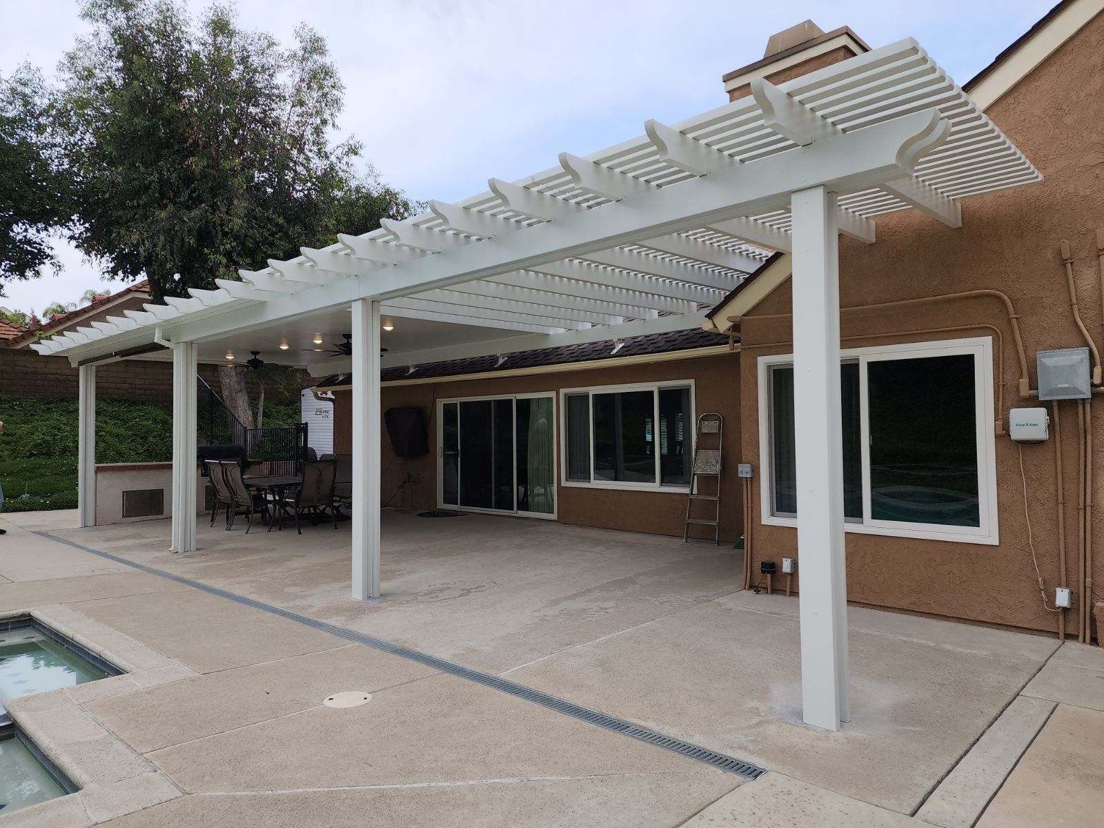 Open-lattice aluminum patio cover install — Mr. Patio Cover, Southern California